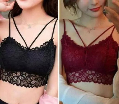 Kamini Women Full Coverage Lightly Padded Bra(Black, Maroon)