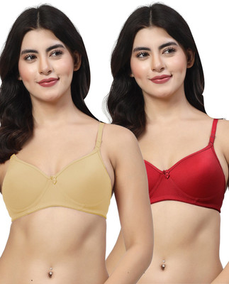 LILY maofcigam Women Full Coverage Heavily Padded Bra(Beige, Maroon)