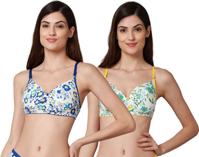 PIBU A_Riopd Bra Women Minimizer Lightly Padded Bra(Blue, Yellow)