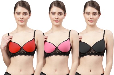 samvar A_Cupri Bra Women Minimizer Lightly Padded Bra(Red, Pink, Black)