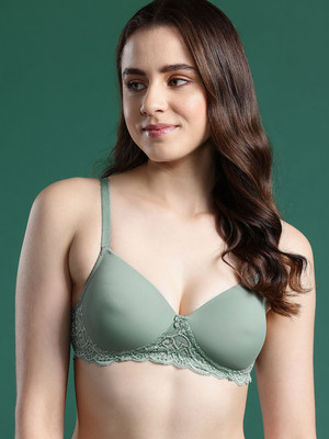 Dressberry Women T-Shirt Lightly Padded Bra(Green)