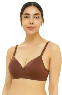 Hpa Women’s Light Padded T-Shirt Bra | Non-Wired Everyday Bra with Detachable Straps Women T-Shirt Lightly Padded Bra(Brown)