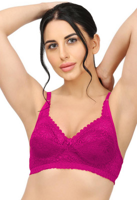 PZ ENTERPRISE Women's Full Coverage Cotton Net Decent Bra Non Padded Bra for Girls(Pack of 1) Women Full Coverage Non Padded Bra(Pink)