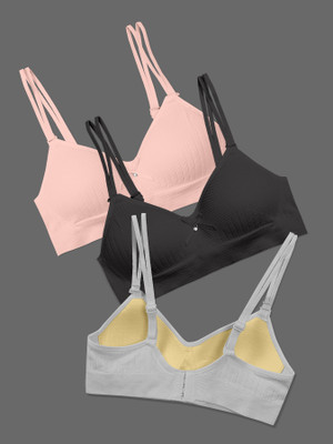 NAGARVEL CREATION 14/309-PNK/BLK/GRY-P03-32 Women Push-up Lightly Padded Bra(Multicolor)