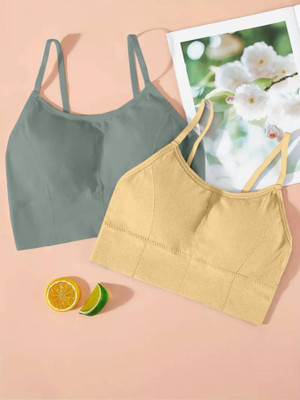 DYZINSTORE Women T-Shirt Lightly Padded Bra(Grey, Beige)