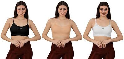 Jiyancreation Sports Bra - Comfortable & Supportive Everyday Women Bralette Lightly Padded Bra(Black, White, Beige)