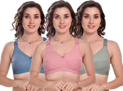 Corwin International Women Full Coverage Non Padded Bra(Pink, Blue, Green)
