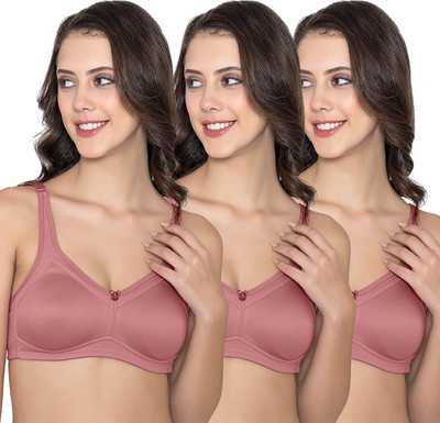 kalyani Martin Non-Padded Seamless Cups Moulded Bras with Cushioned Straps | Pack of 3 Women Everyday Non Padded Bra(Pink)