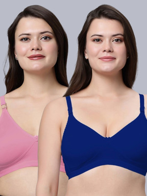 Eden EDEN10ROYALBLUEONIONPINK Women Full Coverage Non Padded Bra(Blue, Pink)