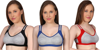 Lady One Women Sports Non Padded Bra(Multicolor)