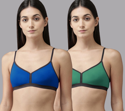 Cup's-In Veni Bra Women Everyday Non Padded Bra(Blue, Green)