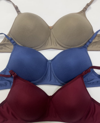 Extoes Combo pack of 3 Women Push-up Lightly Padded Bra(Brown, Blue, Maroon)