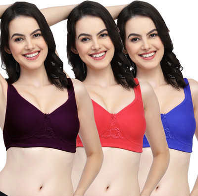 COLLEGE GIRL CG1214Mino Women Minimizer Non Padded Bra(Purple, Red, Dark Blue)