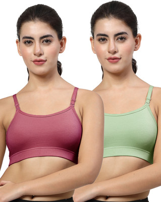 LILY stropsazil Women Sports Non Padded Bra(Maroon, Green)