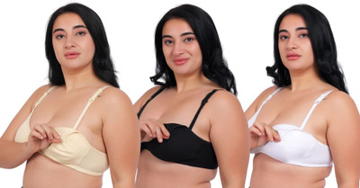 Fabme Plus Size Women Maternity/Nursing Non Padded Bra(Multicolor)