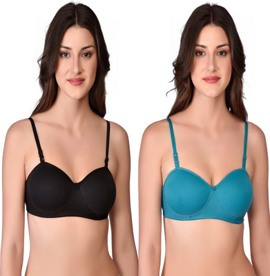 Verdon Women Balconette Lightly Padded Bra(Black, Green)