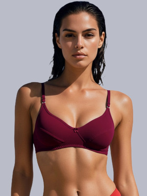 Eden Women T-Shirt Non Padded Bra(Maroon)