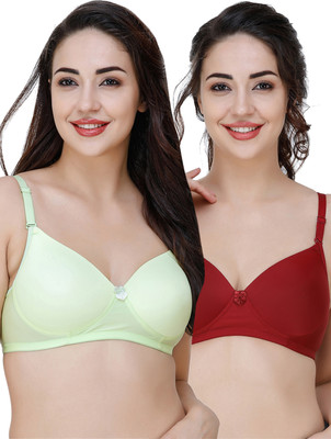COLLEGE GIRL CGPAD1215-CGPAD1206 Women T-Shirt Lightly Padded Bra(Green, Maroon)