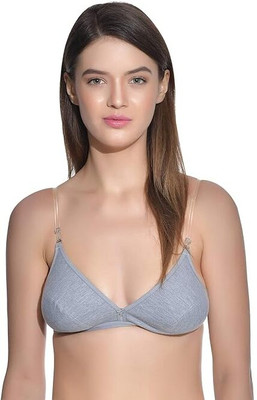 Aimly Women's Non-Padded Non-Wired Transparent Straps Regular Bra Women T-Shirt Non Padded Bra(Grey)