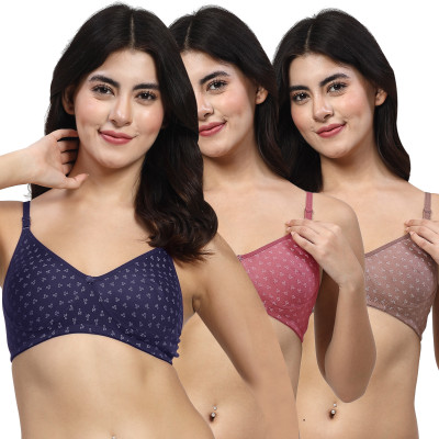 LILY Itida Women T-Shirt Non Padded Bra(Blue, Maroon, Brown)