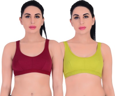 EMPISTO Women Sports Non Padded Bra(Maroon, Green)