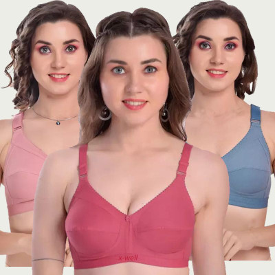 X-WELL Women Everyday Non Padded Bra(Beige, Grey, Pink)