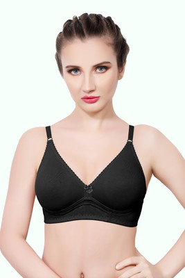 INTIHUG Women's Wireless Seamless Bra Ultra-Soft Push Up Full Coverage Bra Women Everyday Non Padded Bra(Black)