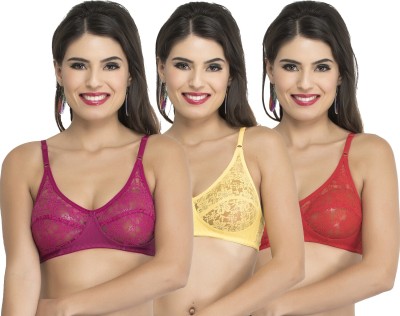 Docare Diamond Women Bralette Non Padded Bra(Purple, Red, Yellow)