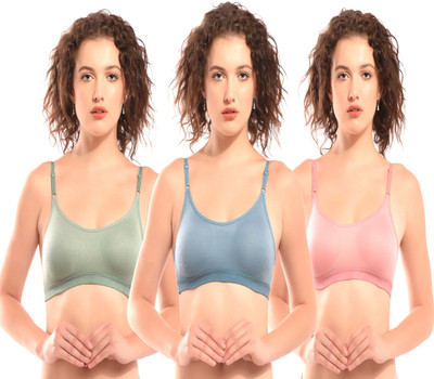 lufiya mina Women Sports Non Padded Bra(Dark Blue, Dark Green, Pink)