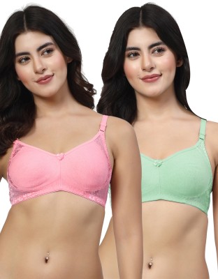 LILY inimad Women Bralette Non Padded Bra(Pink, Green)