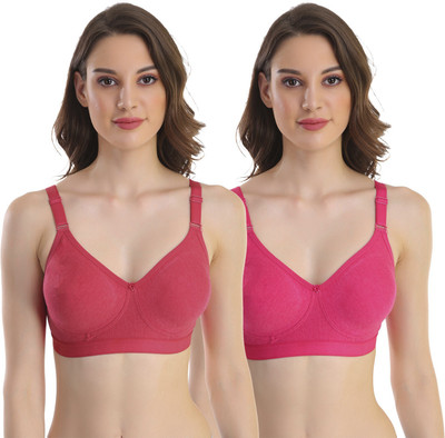 POOJA RAGENEE Double Layer Cotton Blend Women Full Coverage Non Padded Bra(Multicolor)
