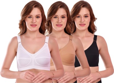 TEENPLUS Pack of 3 cotton full coverage bra (Multicolor) Women T-Shirt Non Padded Bra(Multicolor)