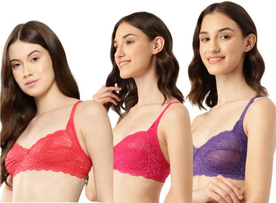 LEADING LADY Leading Lady Women T-Shirt Non Padded Bra Women T-Shirt Non Padded Bra(Red, Purple, Pink)