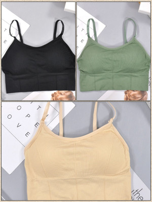 MAHEK CREATIVE Women T-Shirt Lightly Padded Bra(Black, Green, Beige)