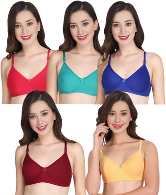 Liigne Women Everyday Padded Bra (Pack Of 5) for T-Shirt Saree Dress Sports Garment Women Full Coverage Lightly Padded Bra(Pink)