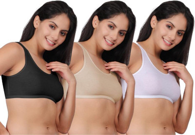 the fashion creation Non Padded Sports Bra Pack Of 3 Women Sports Non Padded Bra(Multicolor)