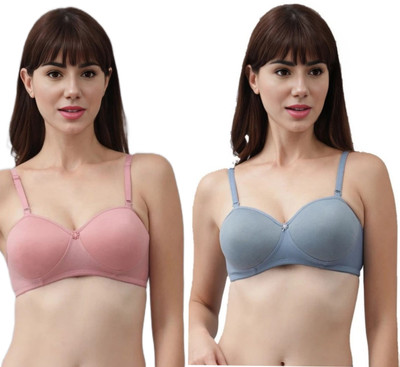 YVLORA English Padded Bra Women Everyday Lightly Padded Bra(Pink, Blue)