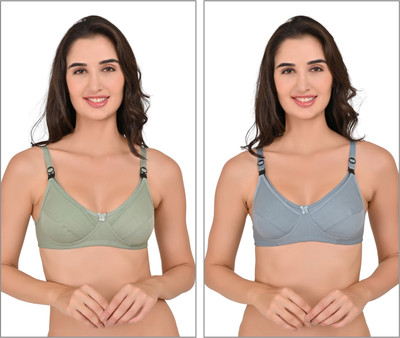 Havenhues Women Full Coverage Non Padded Bra(Green, Blue)