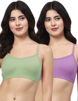 LILY 3321Mino Women Sports Non Padded Bra(Green, Purple)