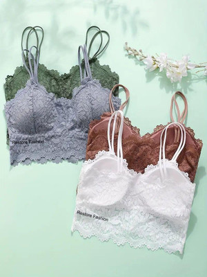 VS Beauti Sports Bras for Women Elegant Lace Wireless Yoga and Running Women Bralette Lightly Padded Bra(Multicolor)