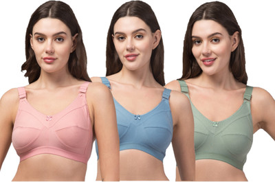 HiloRill Alica Women Minimizer Non Padded Bra(Light Blue, Green, Pink)