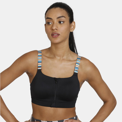 Zelocity by Zivame Women Sports Non Padded Bra(Black)