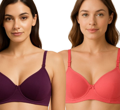 HERBLOURE SEFO Women Push-up Lightly Padded Bra(Purple, Pink)