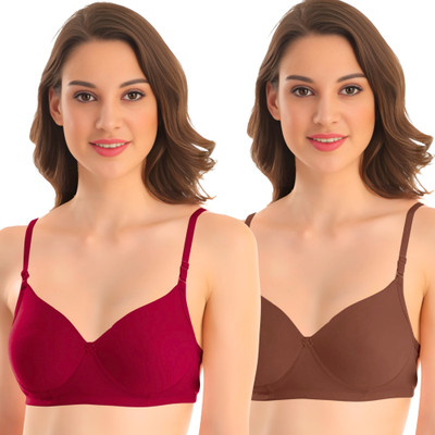 Lingerie Air Women Full Coverage Lightly Padded Bra(Maroon, Brown)