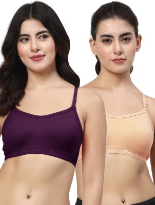 LILY 3321 Women Sports Non Padded Bra(Purple, Orange)