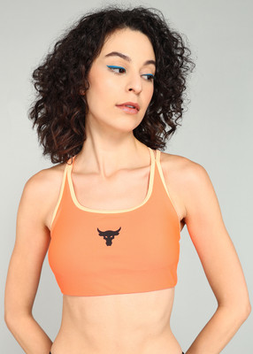 UNDER ARMOUR Women Sports Lightly Padded Bra(Orange)
