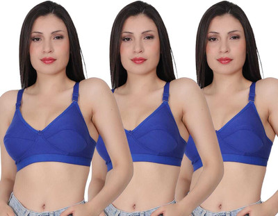 Nuvera Women’s Non Padded Full Coverage Cotton Bra – Soft, Comfortable Fit (Black) Women Full Coverage Non Padded Bra(Blue)