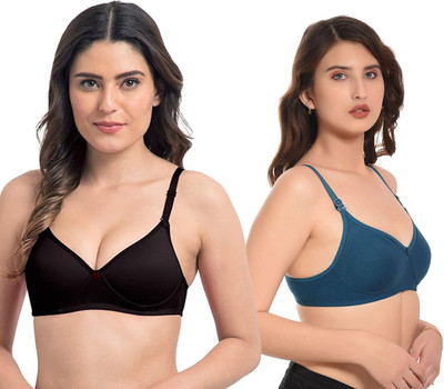 cloviax FLora mold Women Full Coverage Non Padded Bra(Black, Blue)