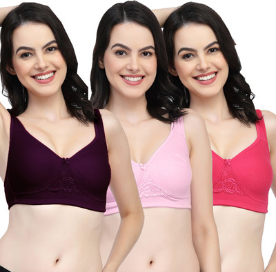 COLLEGE GIRL CG1214Mino Women Minimizer Non Padded Bra(Purple, Pink, Pink)