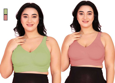 Curvy Love Women Full Coverage Non Padded Wired Bra with Adjustable Straps | Pack of 2 Women Everyday Non Padded Bra(Grey, Pink)